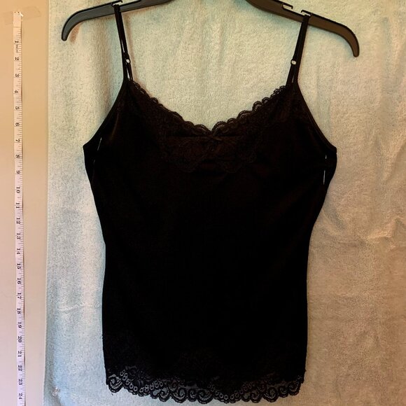 The Limited Tops - THE LIMITED black satin with lace cami, size small (S)